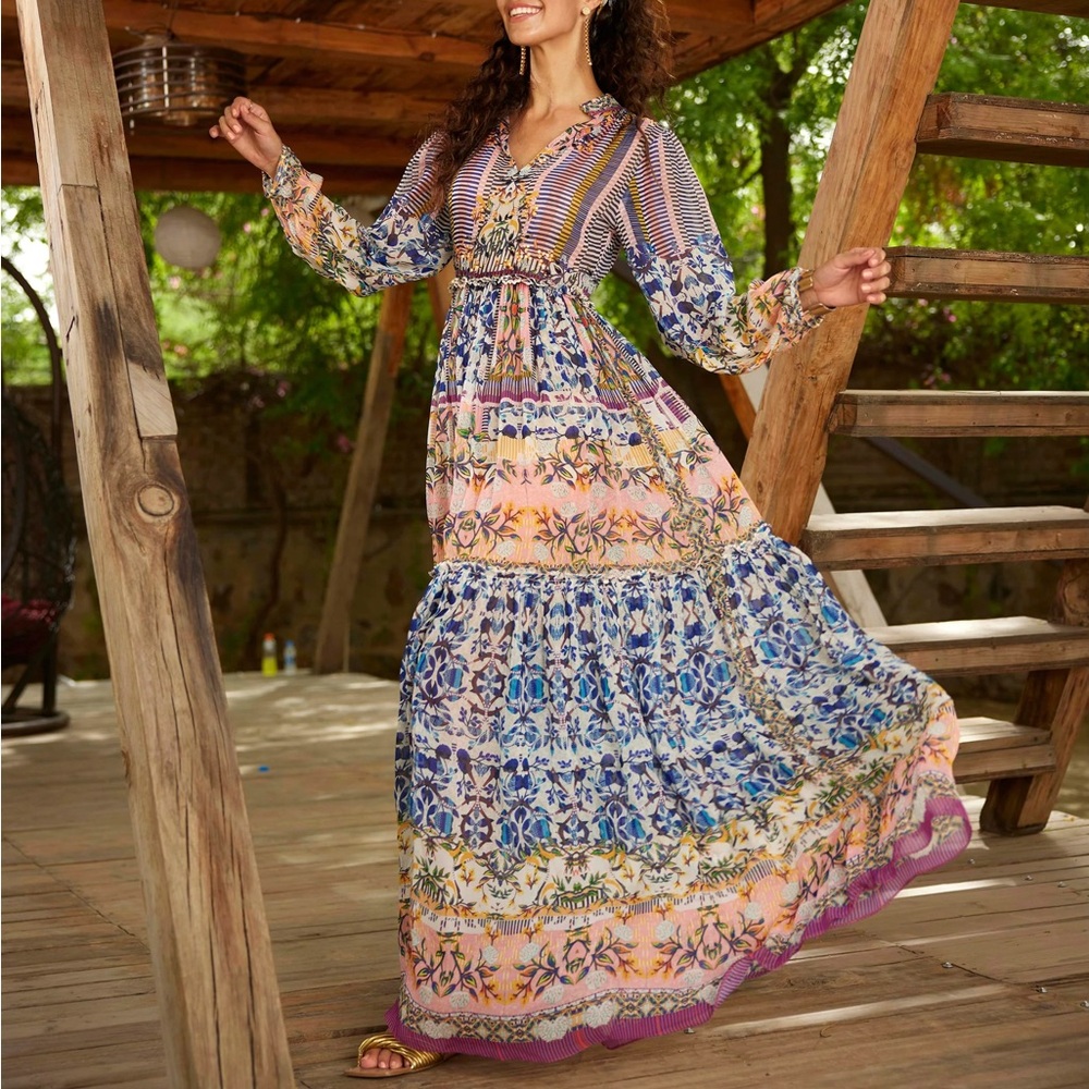 Anthropologie - ANASTASIA Colorful Boho MAXI DRESS - Size XS - Picture 7 of 16